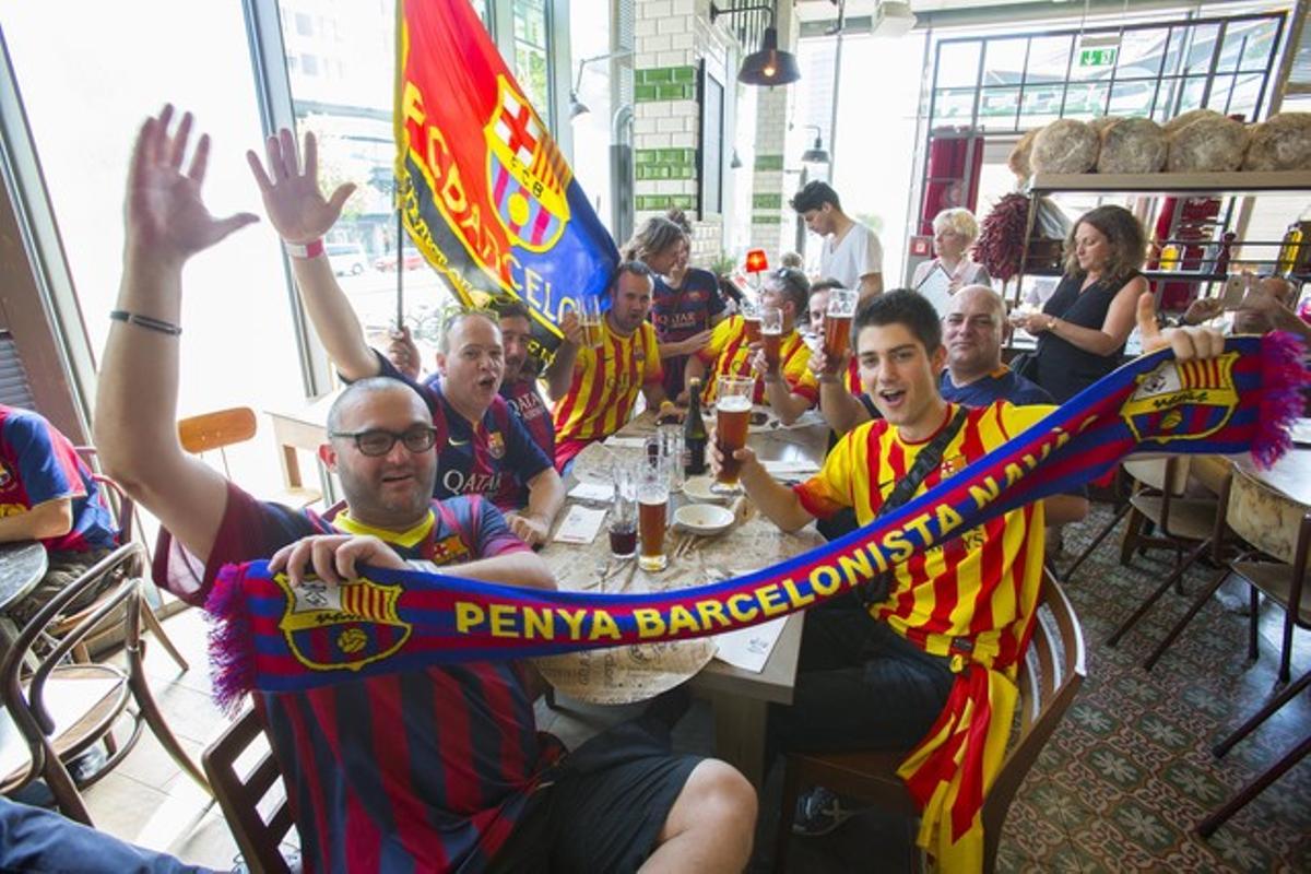 Aficionats del Barça a Berlín, aquest dissabte.