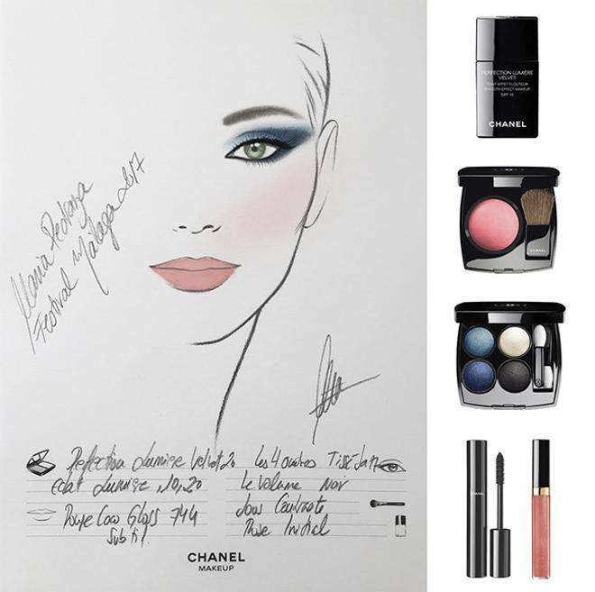 Boceto del maquillaje de Chanel para María Pedraza en el Festival de Cine de Málaga 2017