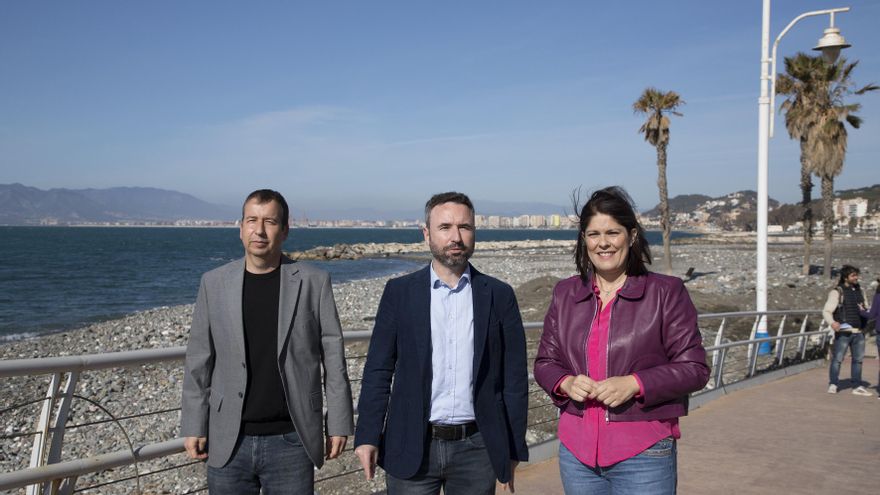 El senador de Cs José Luis Muñoz Lagares (i), el coordinador provincial de Cs y diputado en el Congreso, Guillermo Díaz (c) y Noelia Losada, concejala en Málaga y portavoz de Cs en el Ayuntamiento de Málaga (d).