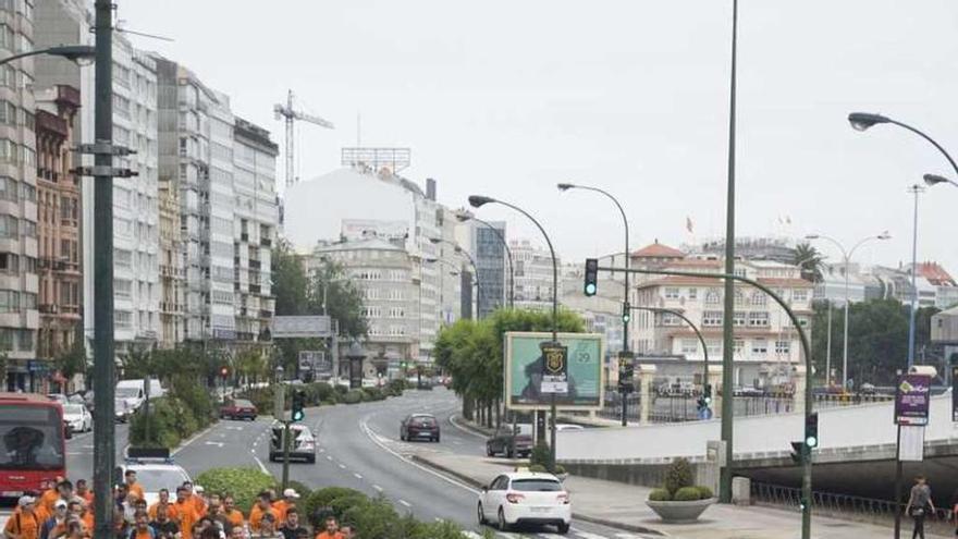 Inicio de la peregrinación a Santiago de la plantilla de Alcoa, en junio.