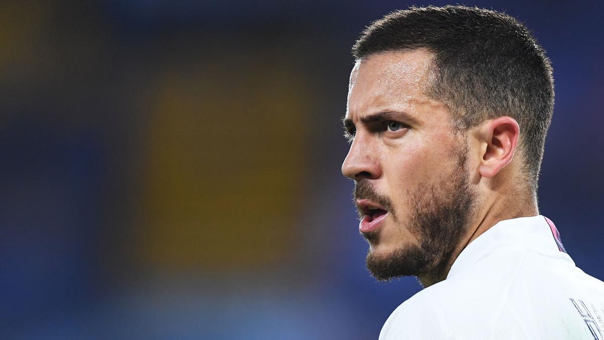 Eden Hazard durante el último partido del Real Madrid en Londres ante el Chelsea.