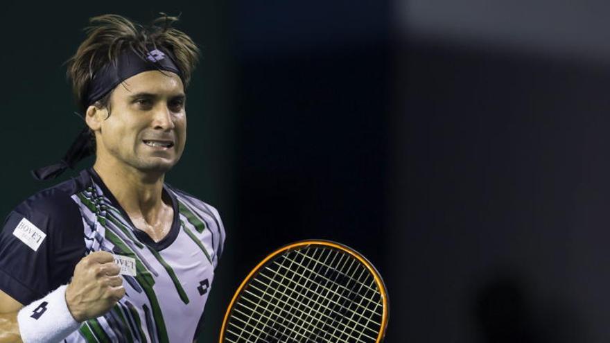 David Ferrer celebra su victoria ante Goffin.