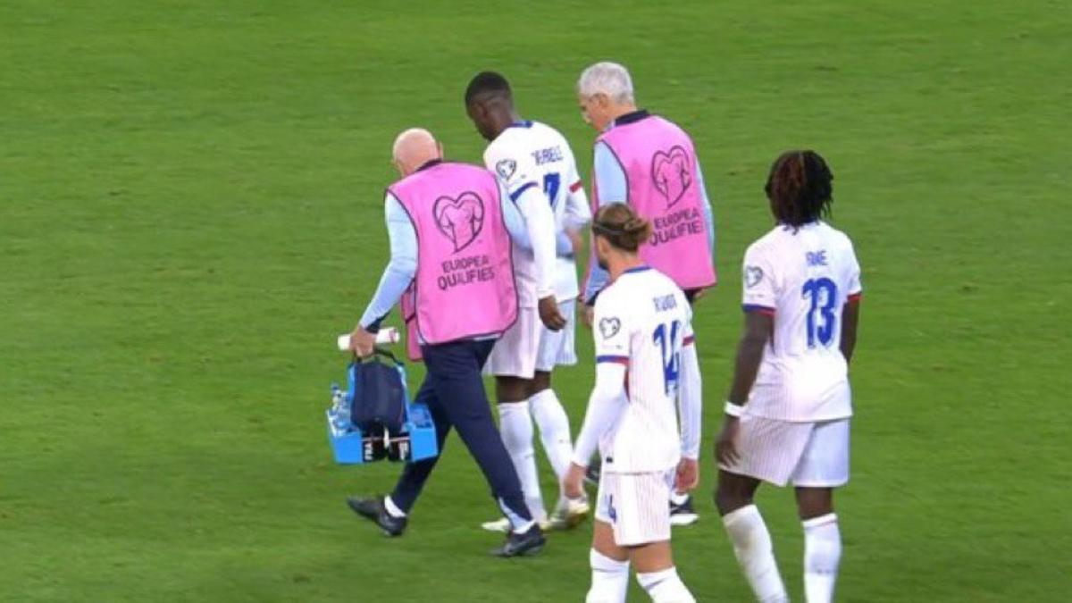 Dembélé se retiró lesionado ante Ucrania