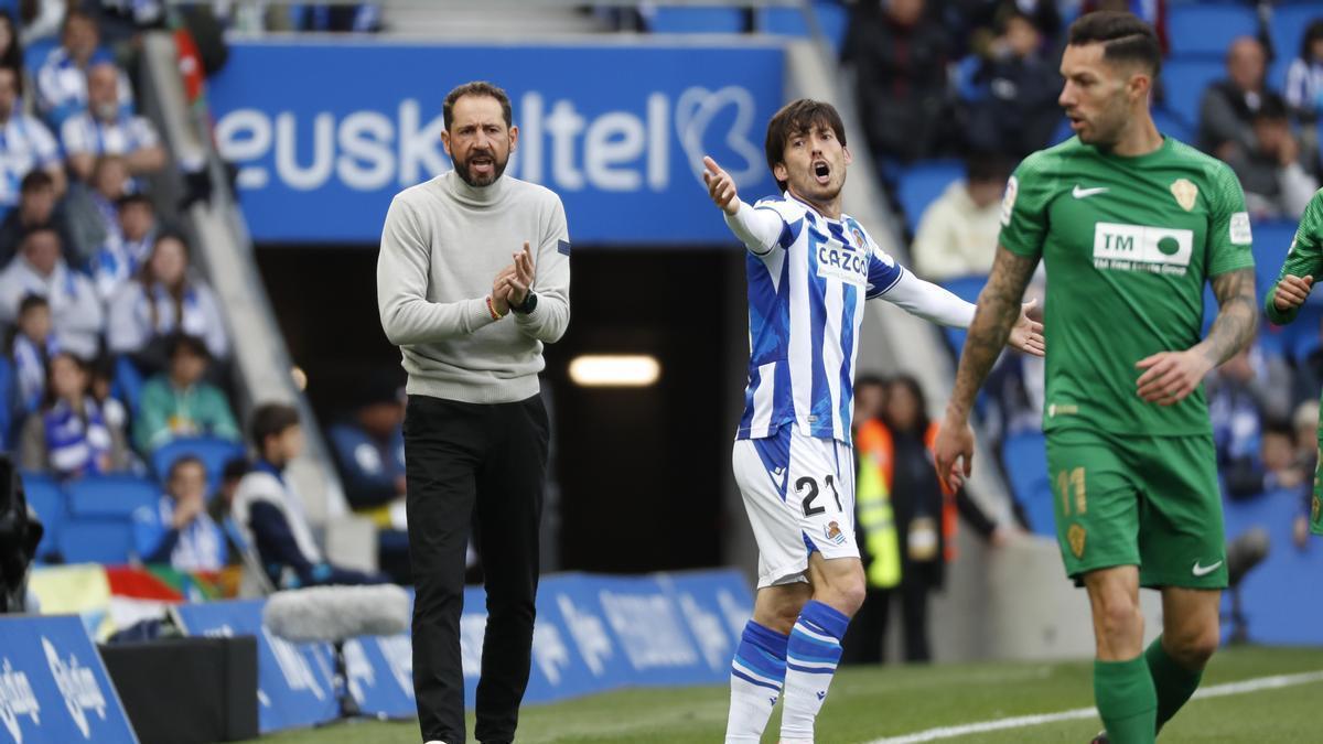 Pablo Machín, durante el último encuentro ante la Real Sociedad.