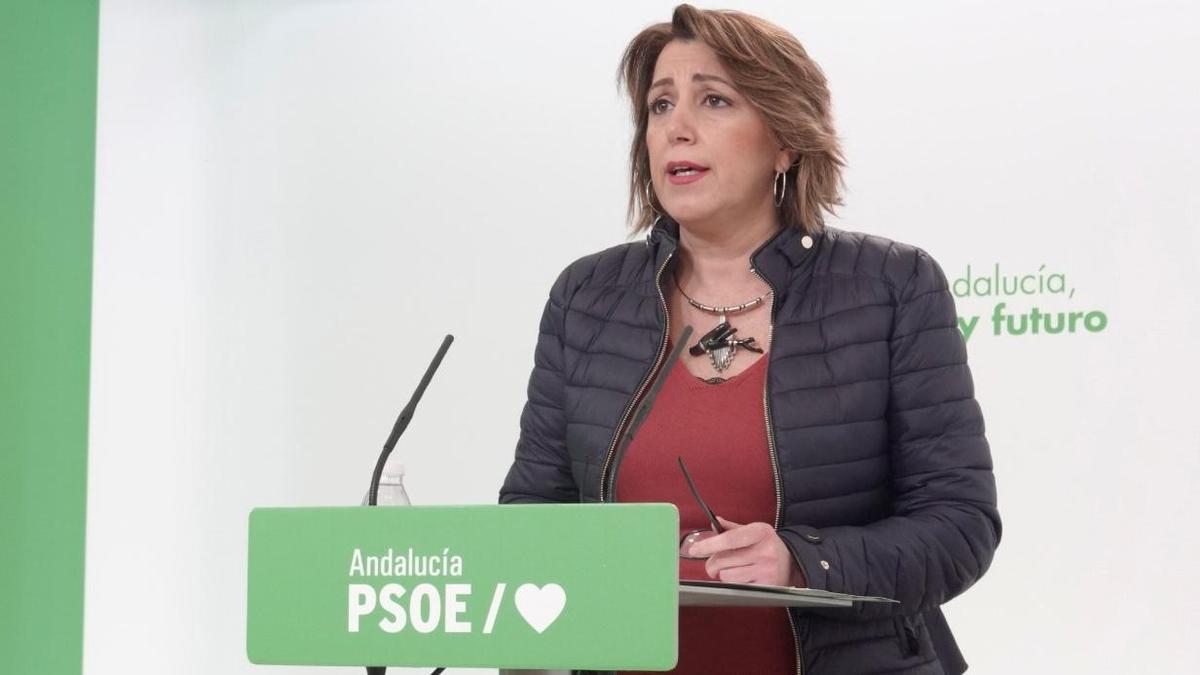 Susana Díaz en rueda de prensa, en una imagen de archivo.