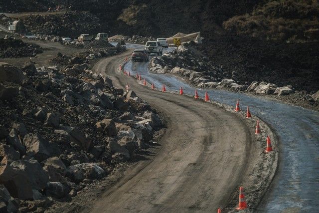 Carreteras por las coladas de lava de La Palma