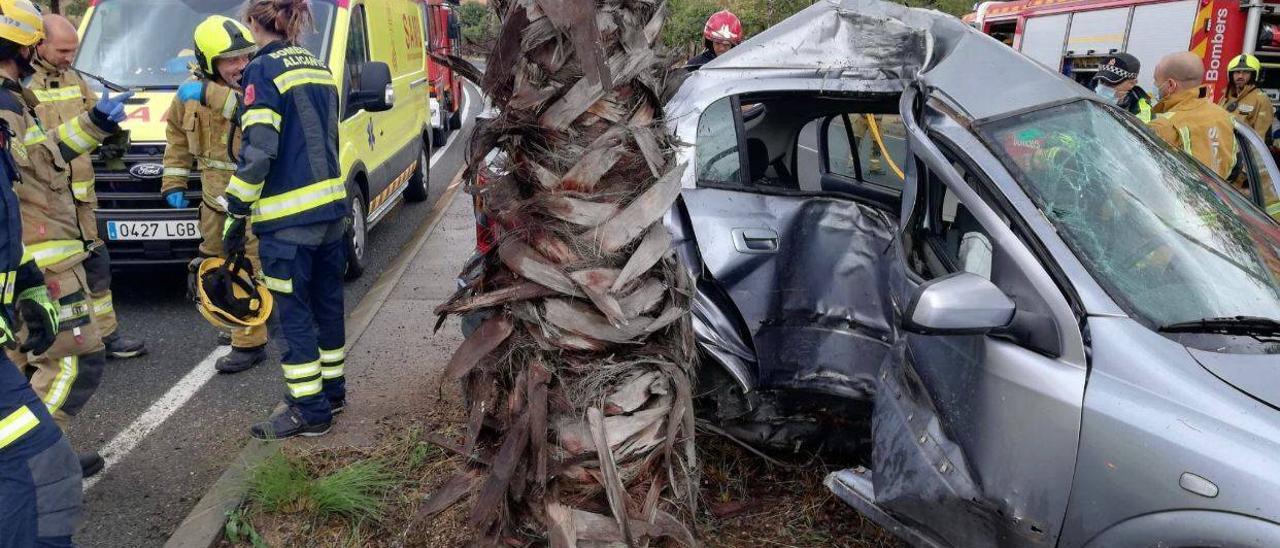 Imagen del accidente del 18 de noviembre donde resultó herido el paciente trasladado hoy a al Hospital de San Juan