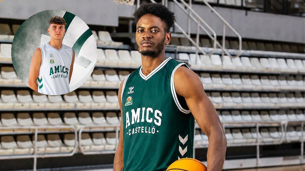 A la izquierda, Ken Issanza con la primera camiseta del Amics.