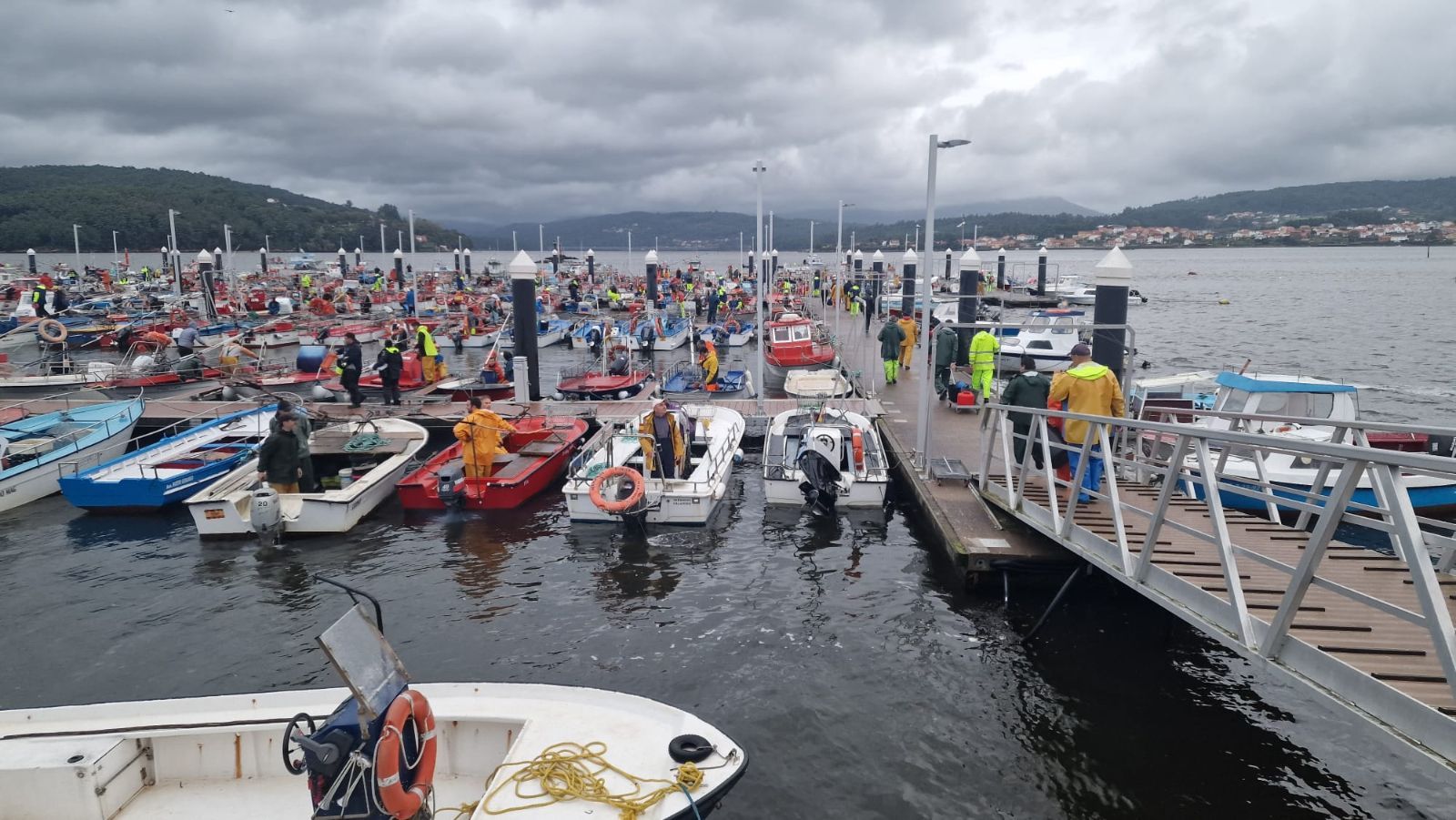 Así es el día a día en el puerto y la lonja de O Testal (Noia), donde cada vez se dan cita más mariscadores arousanos.