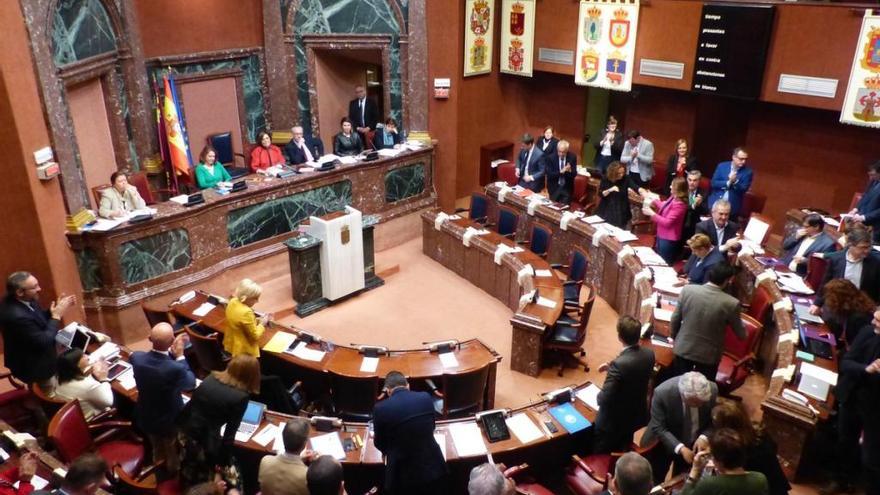 Los diputados regionales aplauden tras la aprobación de la ley