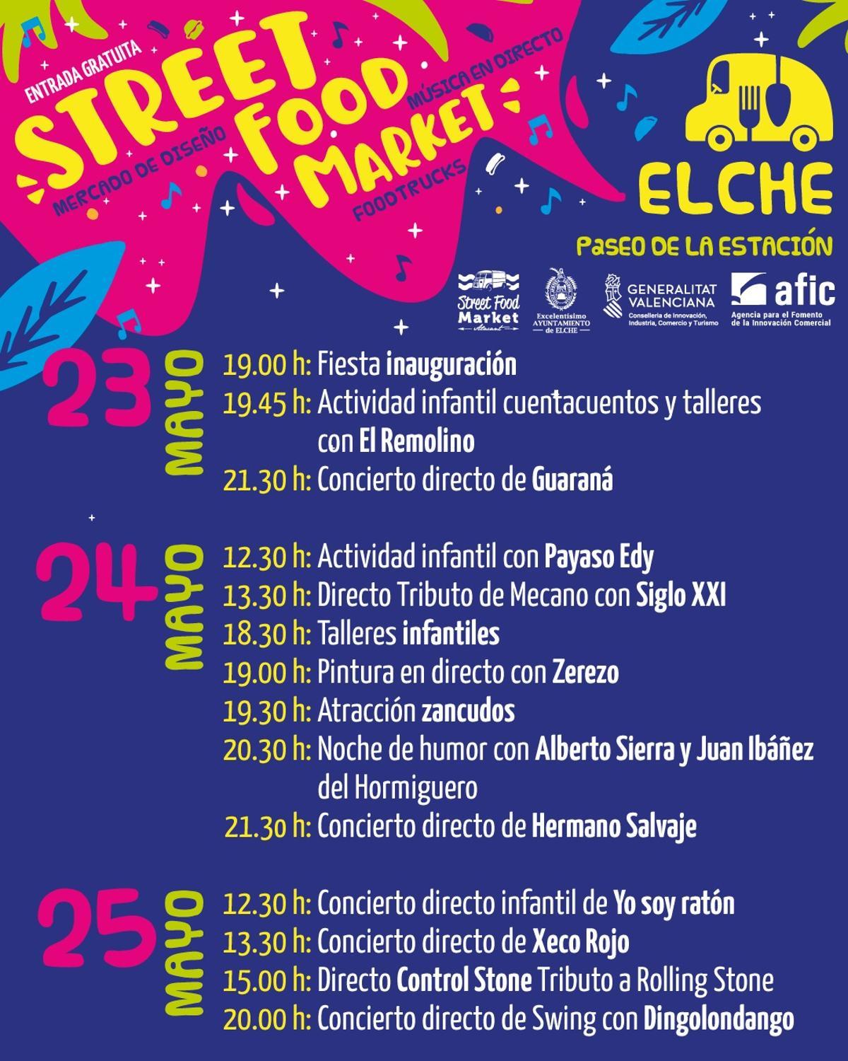 Programa de la feria de food trucks de Elche