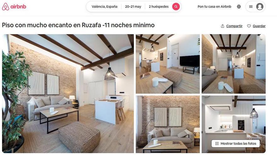 Apartamento anunciado en Airbnb por una estancia mínima de 11 días
