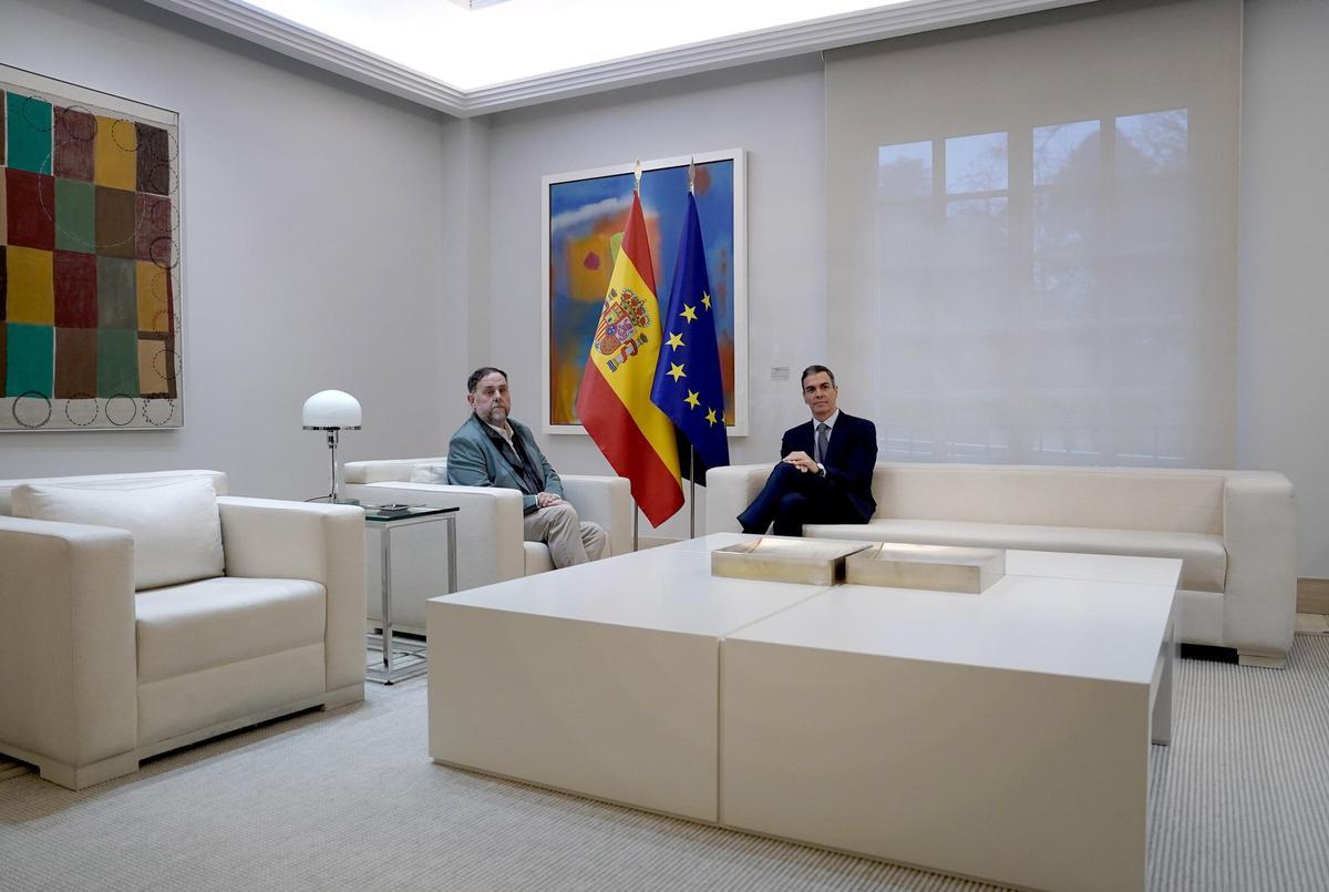 Pedro Sánchez y Oriol Junqueras, en Moncloa.