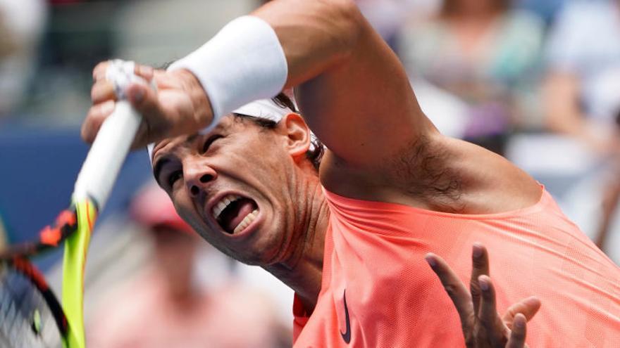 Nadal, durante el partido contra Nikoloz Basilashvili