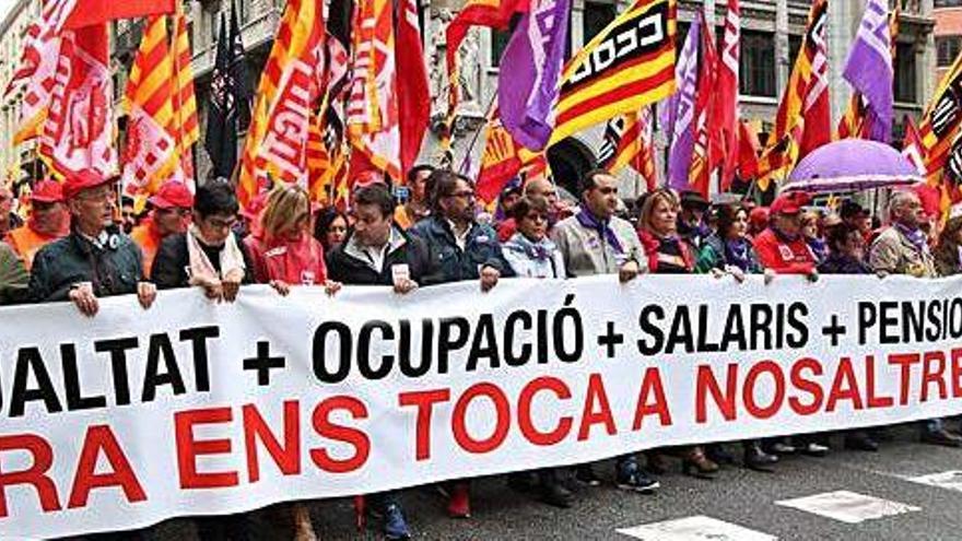 Un moment de la manifestació del Primer de Maig del 2018 a Barcelona