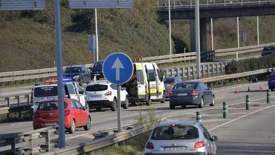 El accidente de ayer, a la salida de Avilés.