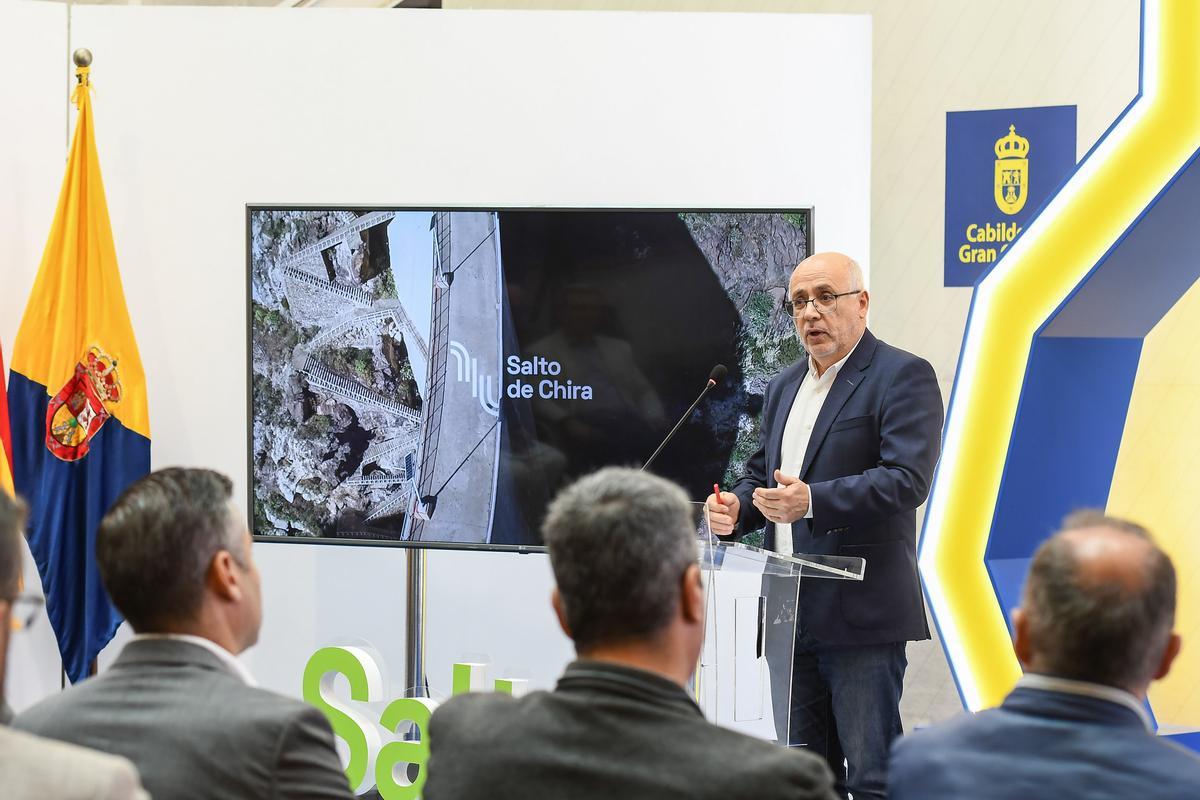 El presidente del Cabildo de Gran Canaria, Antonio Morales, durante su intervención.