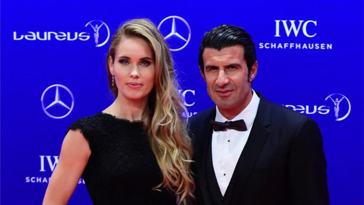 Figo, con su mujer