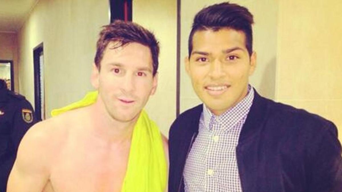 Nahuel se fotografió con Messi tras un Villarreal-Barcelona (2-3) en 2014