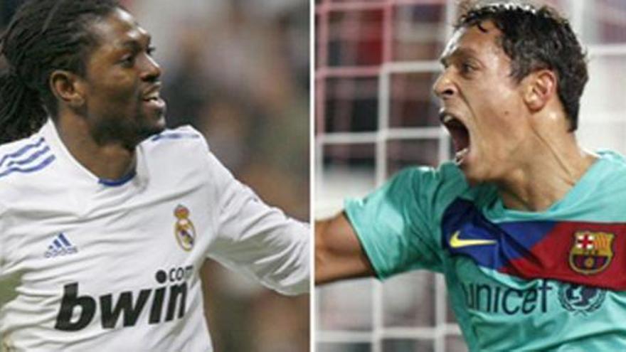 Adebayor y Adriano celebran sus goles en semifinales.