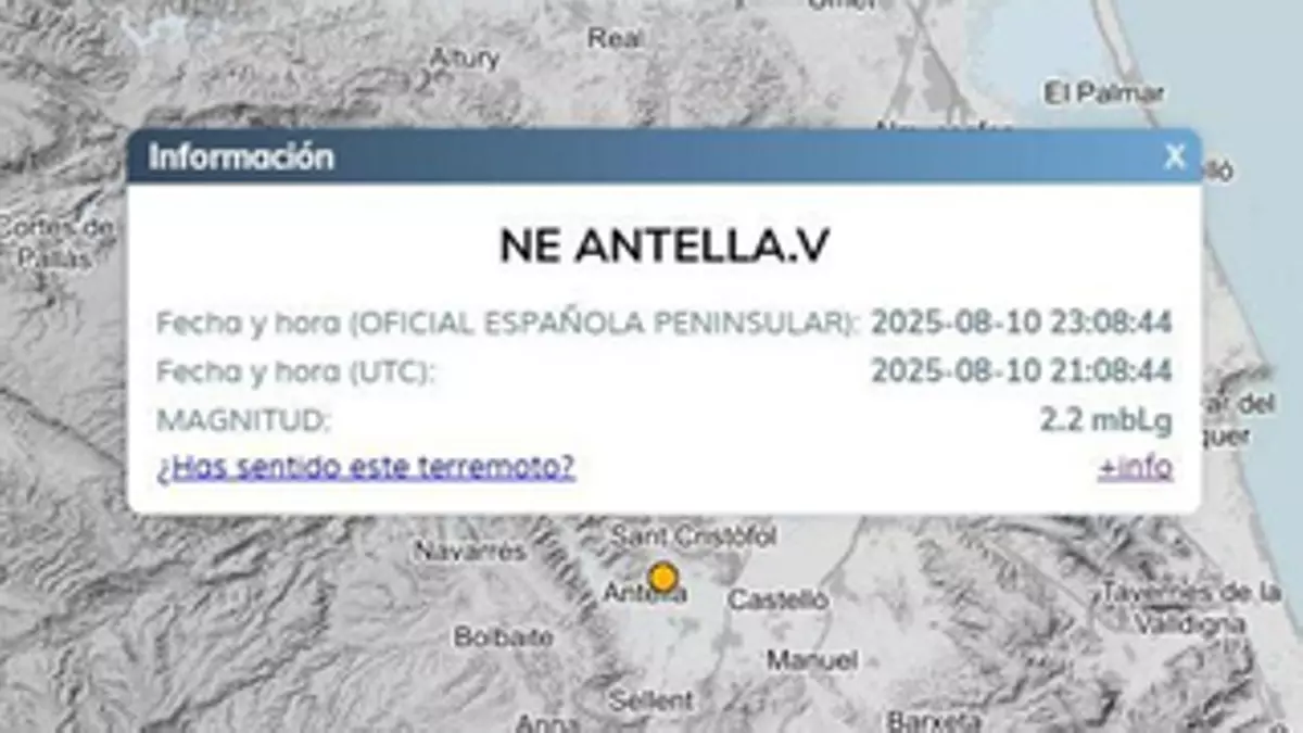 Antella registra un seísmo de 2,2 grados de magnitud