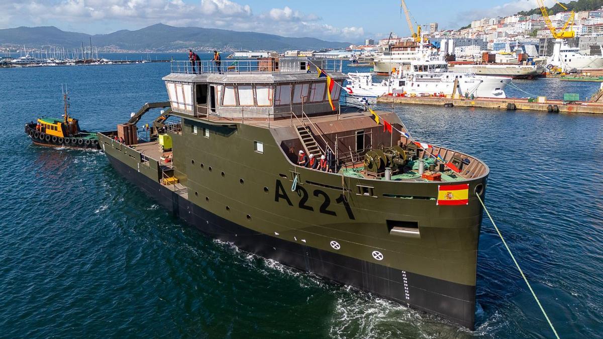 La botadura de Armón del primer barco para la Armada de Suecia.