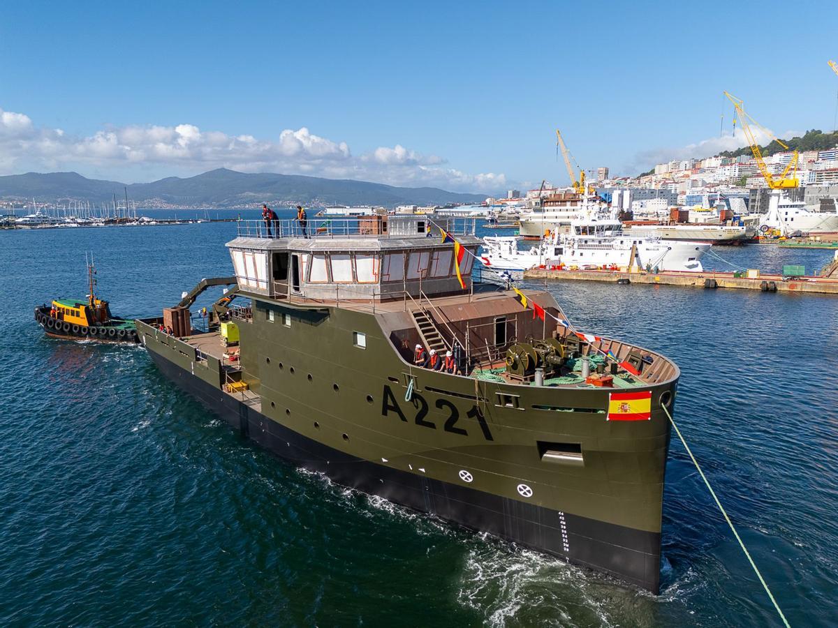 La botadura de Armón del primer barco para la Armada de Suecia.