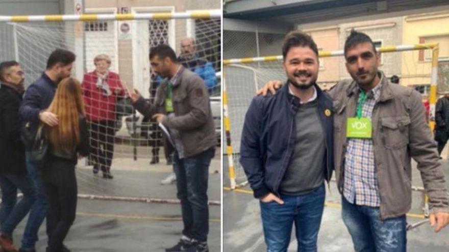 Rufián se disculpa por fotografiarse junto a un apoderado de Vox