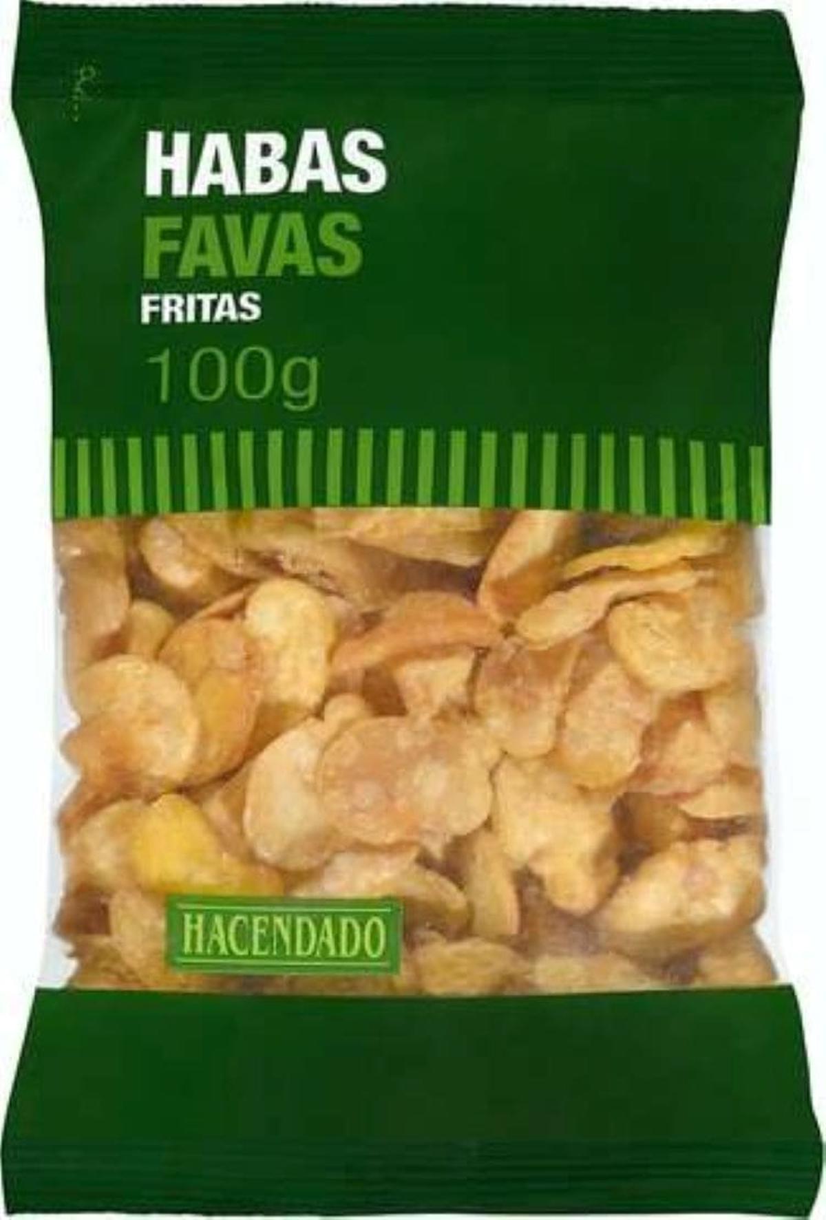 Haba frita con sal de la marca Hacendado.