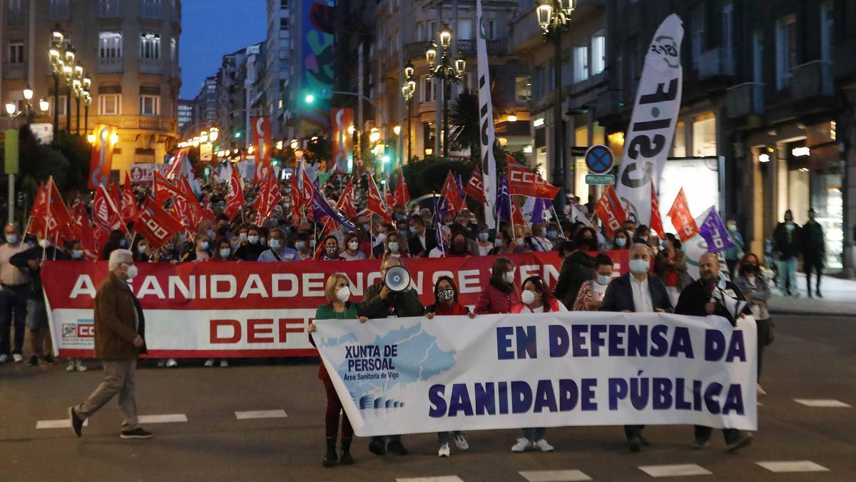 Manifestación en defensa de la sanidad pública celebrada en septiembre del año pasado reclamando una mejora en la Atención Primaria en Vigo.