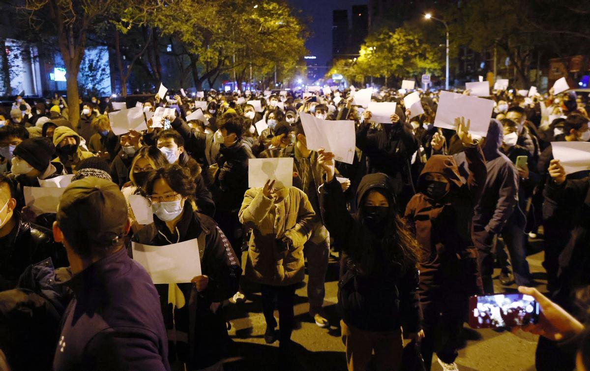 Protesta contra las restricciones de la política ’cero covid’ en Pekín (China).