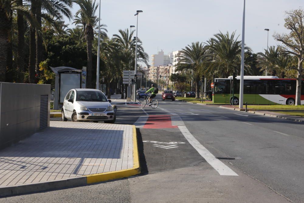 Así está el nuevo carril bici de Elche