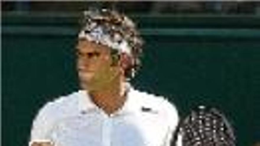 Federer, ahir, a la pista central