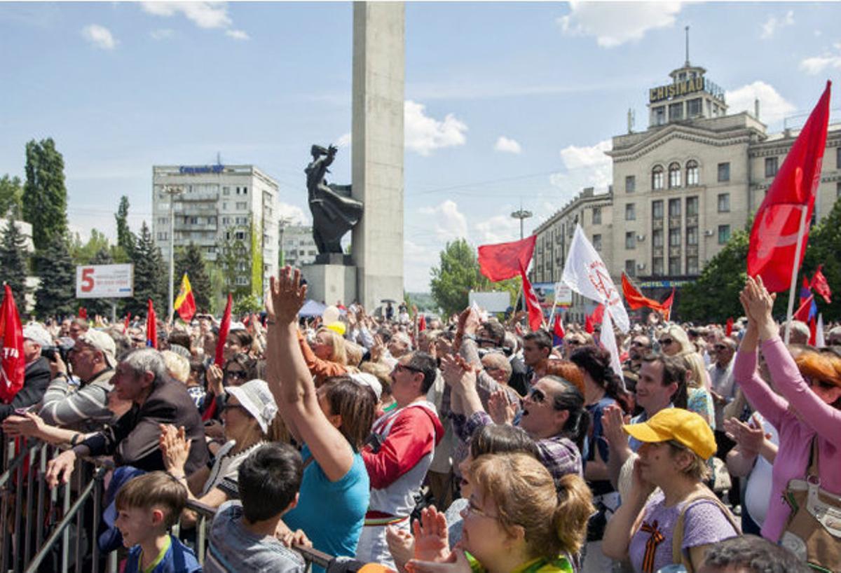 Manifestación del Primero de Mayo del Partido Comunista de Moldavia.