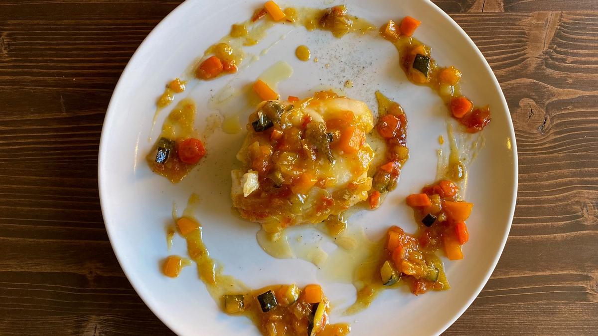 El bacalao a la miel del restaurante Les Heures d'en Dídac (Bolvir de Cerdanya).