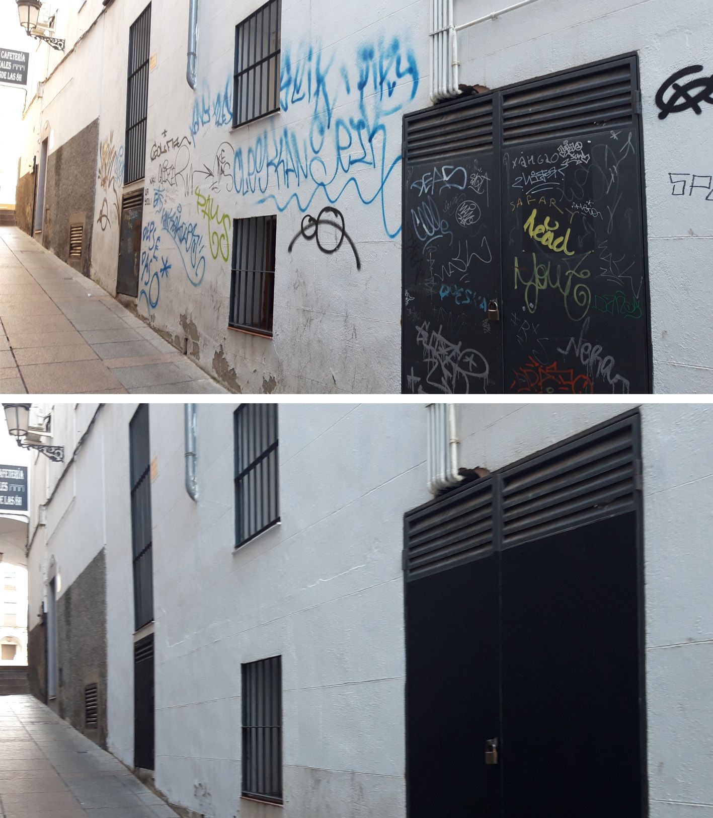 Así ha quedado la calle Andrada de Cáceres tras la limpieza de las fachadas.