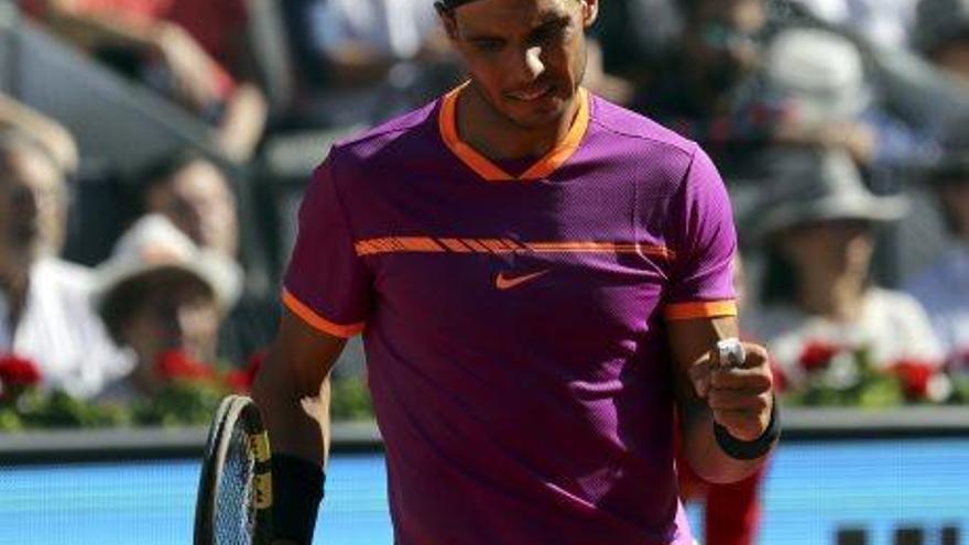 Rafa Nadal celebra un punt en el partit de semifinals davant Djokovic