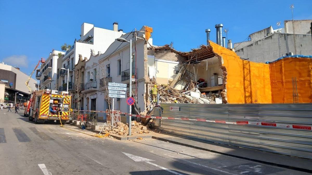 L'edifici esfondrat a Sitges