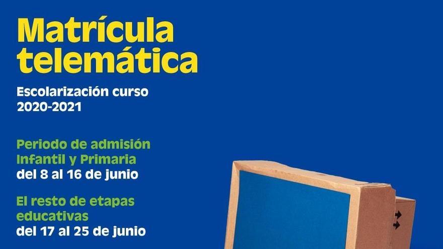 Educación activa el 8 de junio la admisión telemática en la web telematricula.es