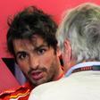 Carlos Sainz, en el box de Ferrari tras la sprint shootout