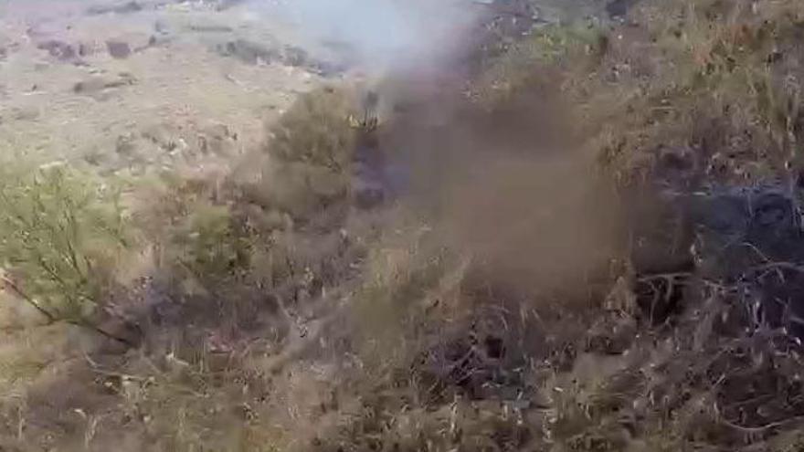 Incendio en Gran Canaria 2019. Operarios de Medio Ambiente trabajan en tierra