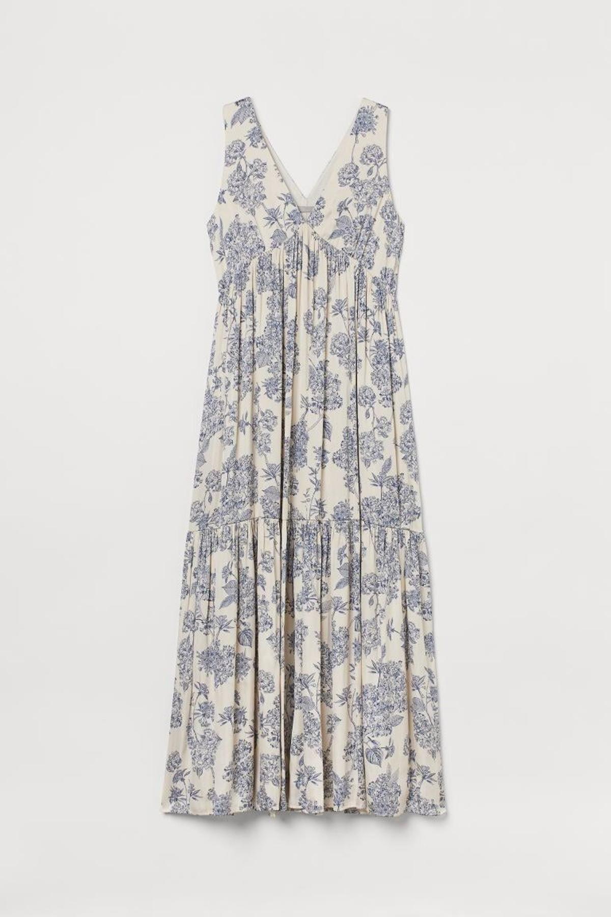 Vestido largo con escote en V, de H&amp;M (39,99 euros)