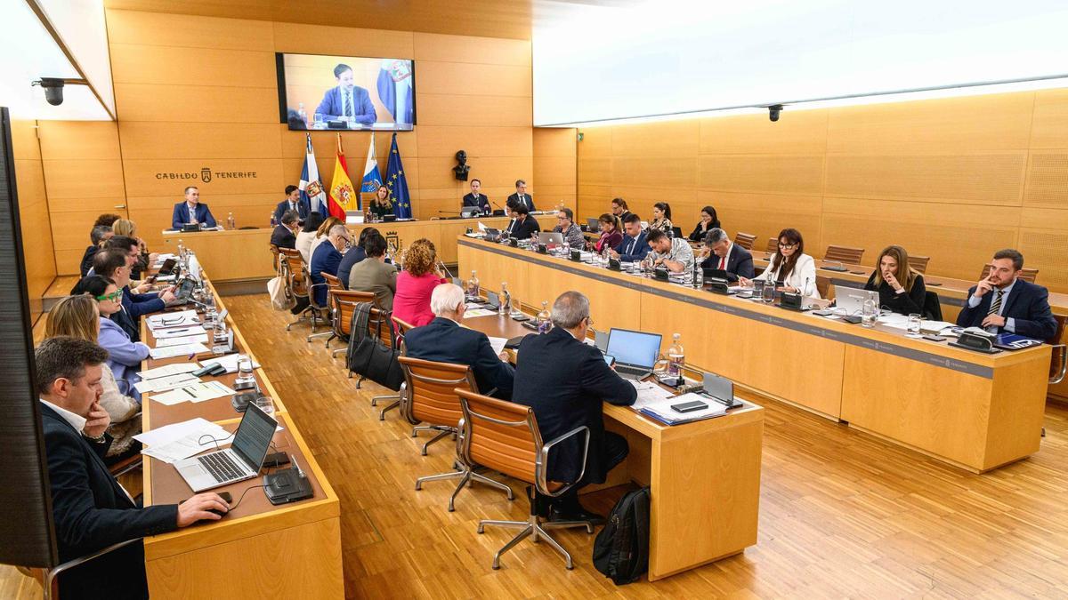 Imagen del pleno de febrero celebrado en el Cabildo de Tenerife