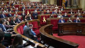 El hemiciclo durante una sesión del pleno en el Parlament, a 29 de enero de 2026.