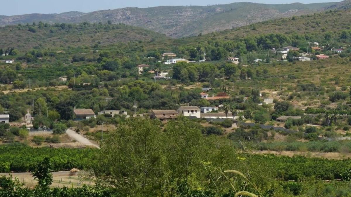 Zona de viviendas diseminadas en el término de Benicolet.