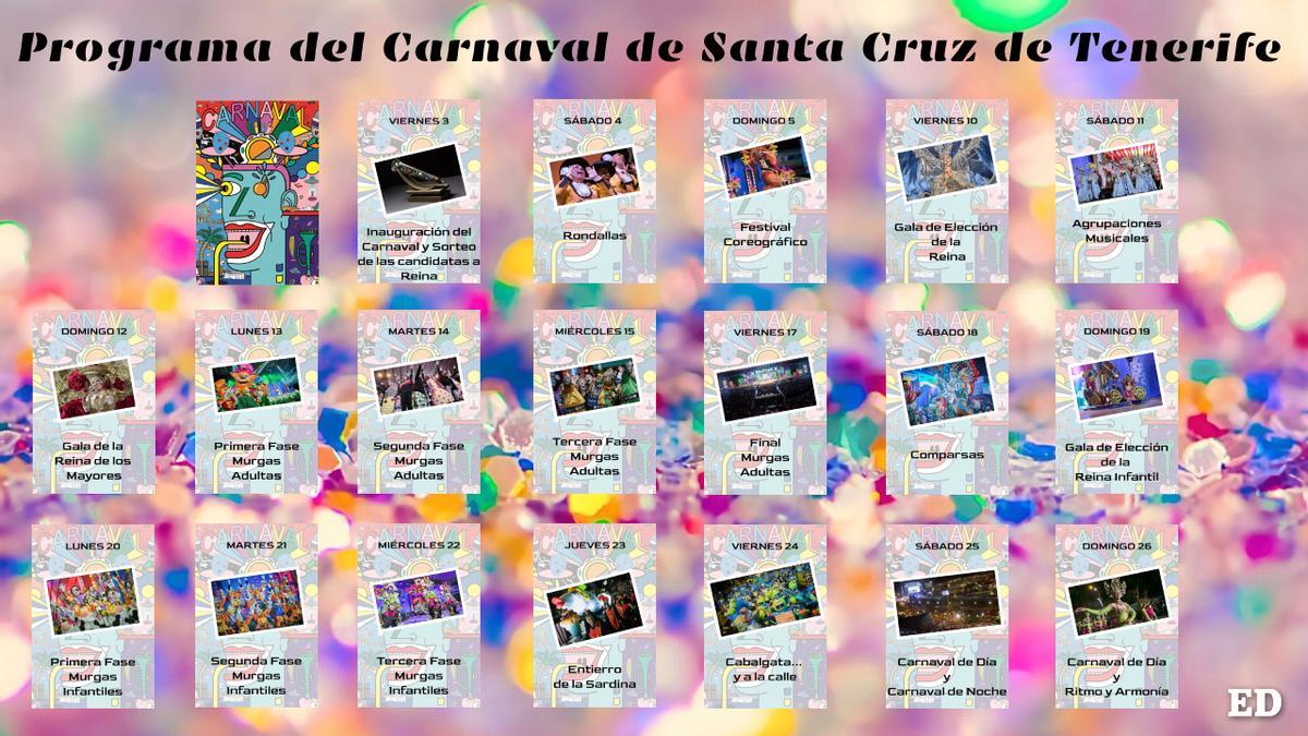 Pograma de actos del Carnaval de Santa Cruz de Tenerife.