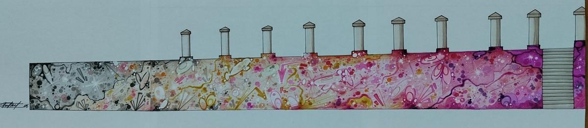 Diseño de Antony Doce para el muro de la sede de la Asociación Veciñal, Cultural e Deportiva de Lavadores.