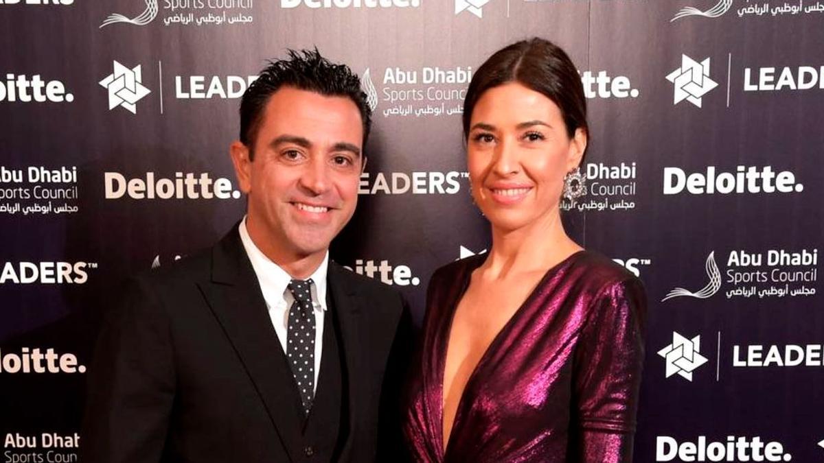 Xavi y su esposa en la Gala 'The Leaders Sports Awards'