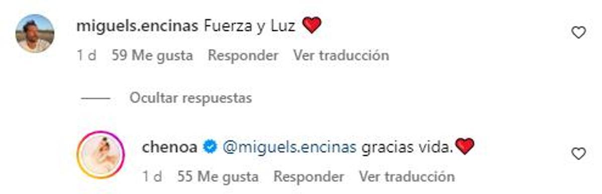 El comentarioa de Miguel Encinas en la última publicación de Chenoa