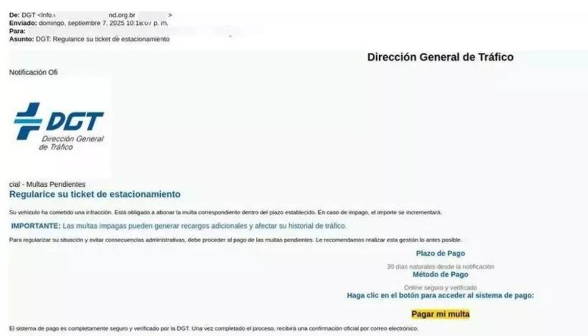 La Guardia Civil ha detectado la proliferación de correos fraudulentos que suplantan a la DGT para robar datos personales y bancarios.